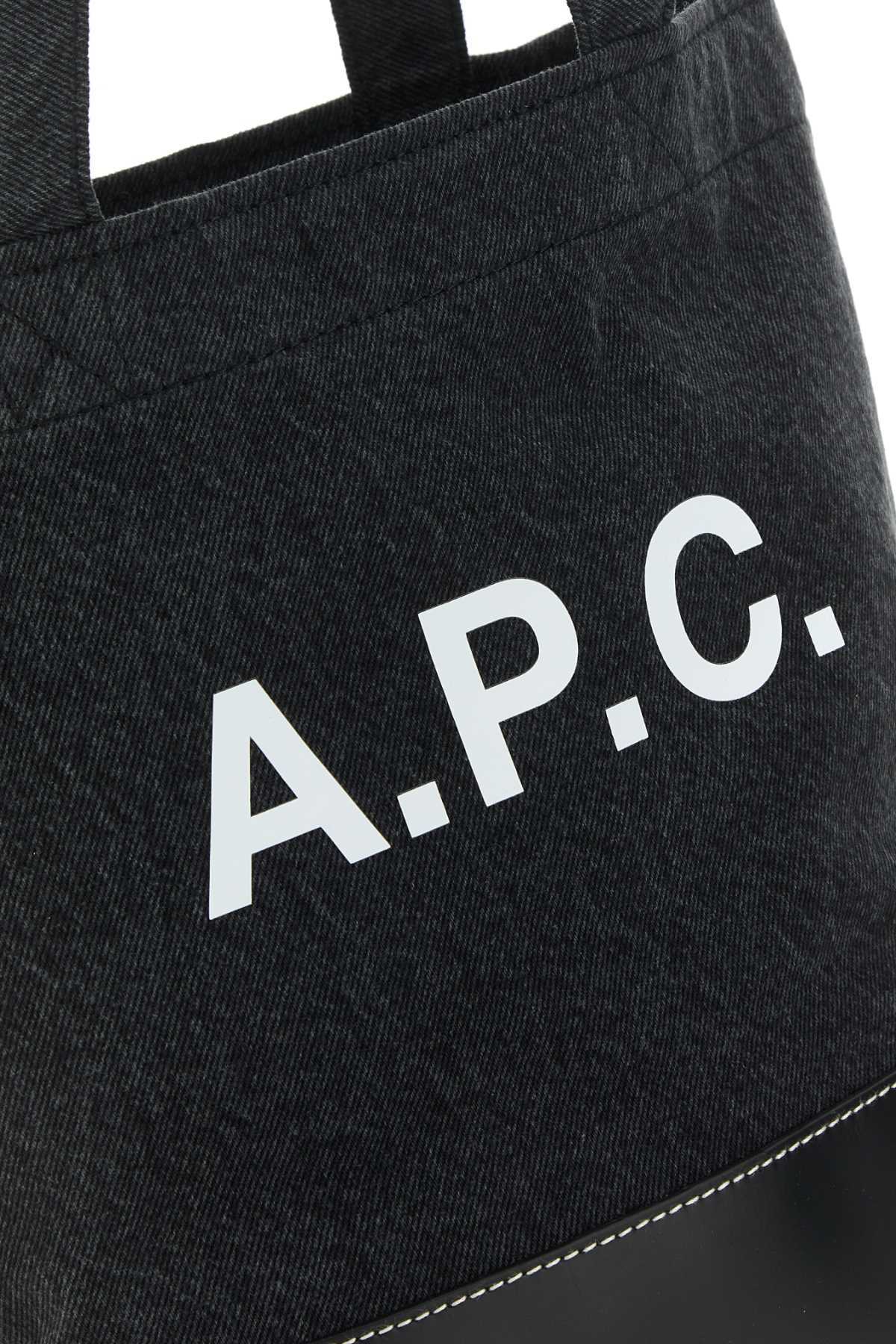 Apc Tote Ninon Small Leather Shopping Bag In Black