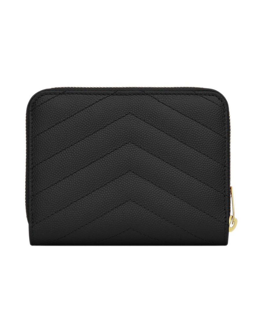 Saint Laurent Compact Zip Around Wallet In Black