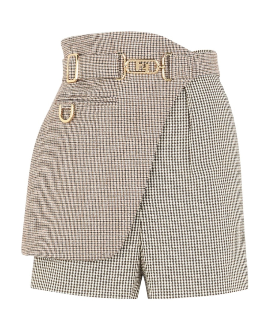 Fendi Houndstooth-print Skort In Nude