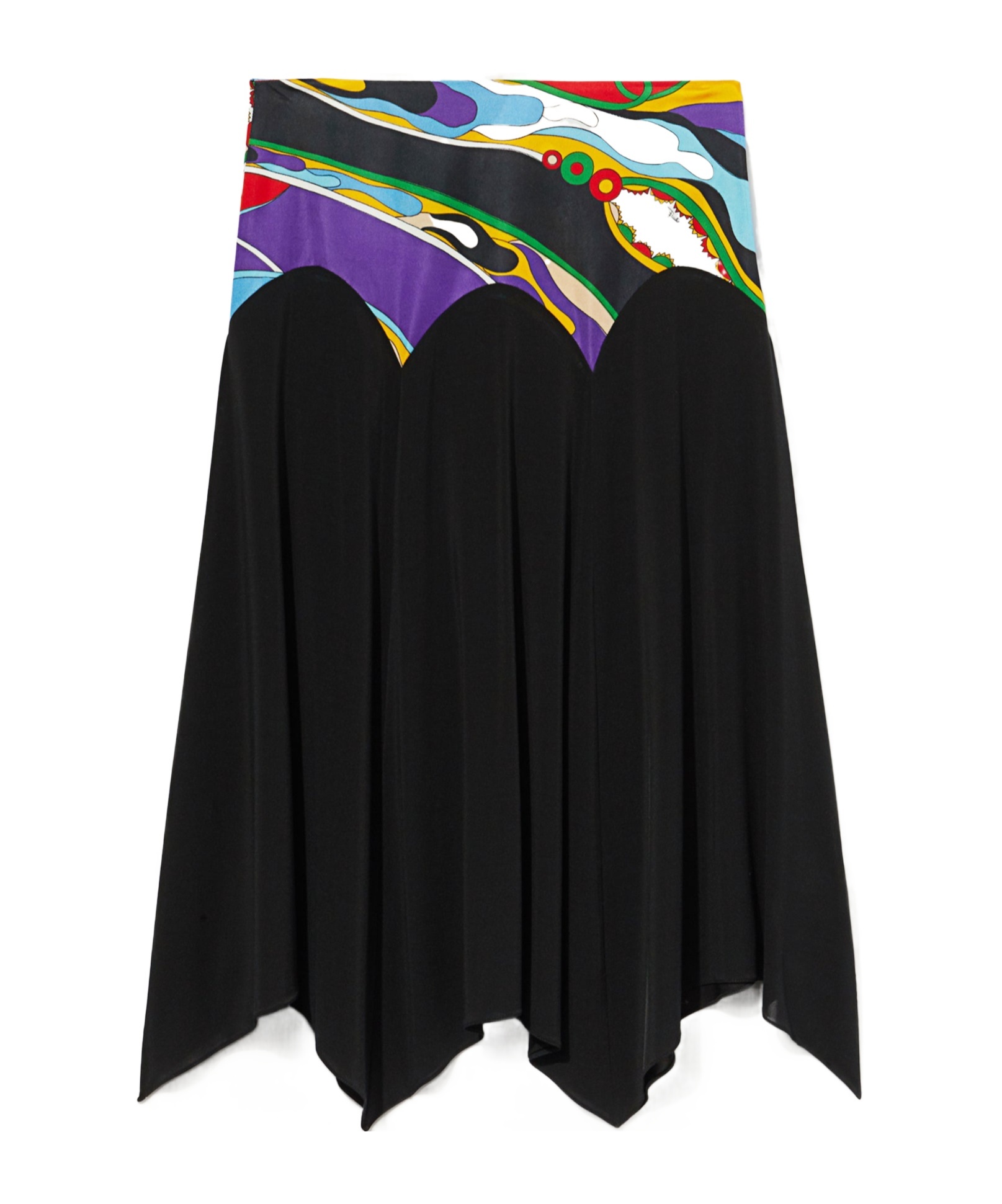 Pucci Orchidee-print Detail Midi Skirt In Black/dark Purple/sky Blue/bright Yellow