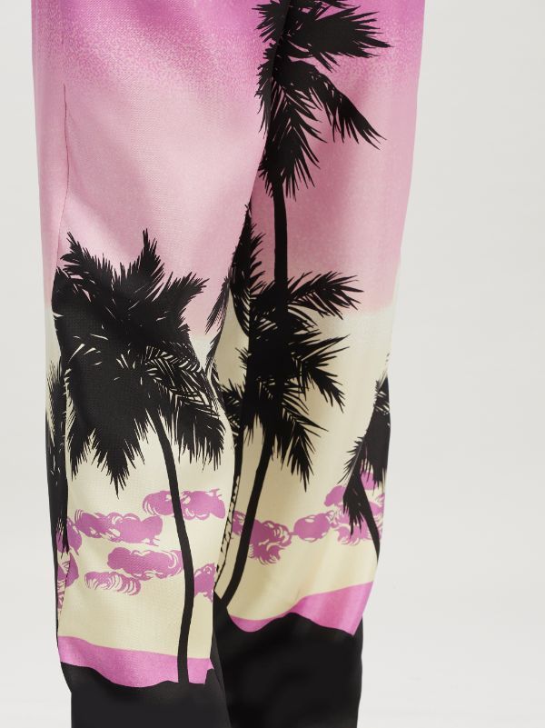 Palm Angels Sunset Palm Print Pajama Pants In Pink