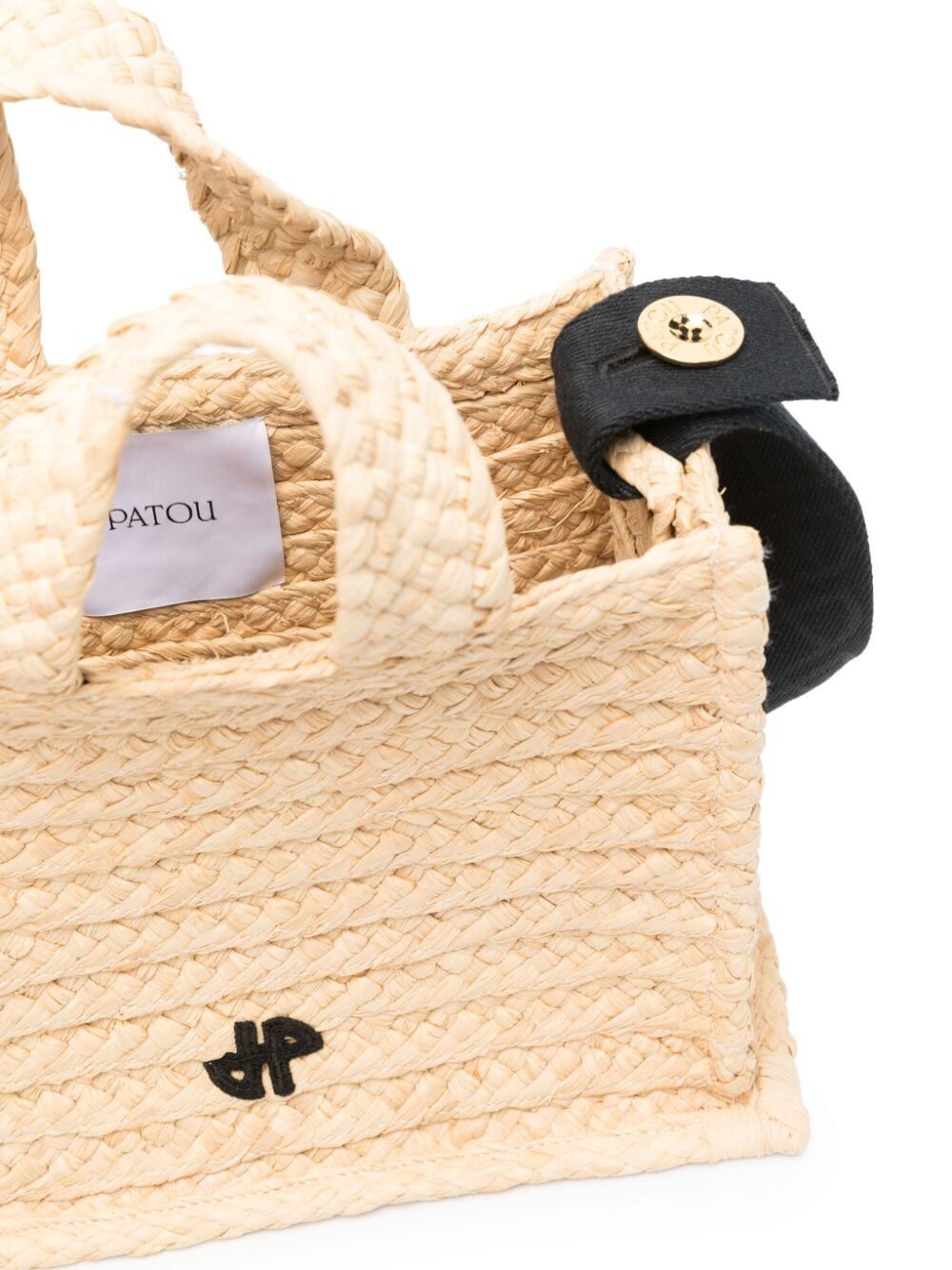Patou Small Jp Raffia Tote Bag In Nude