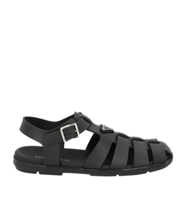 Shop Prada Rubber Fisherman Sandals In Black