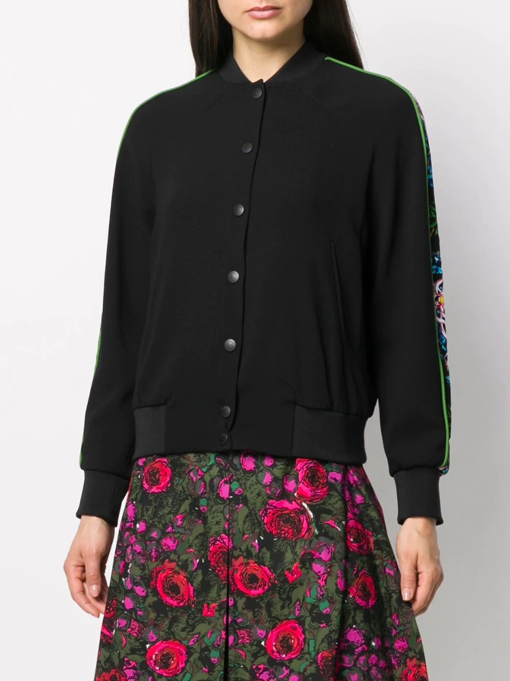 Kenzo Tiger Sea Lily Embroidered Bomber Jacket In Black
