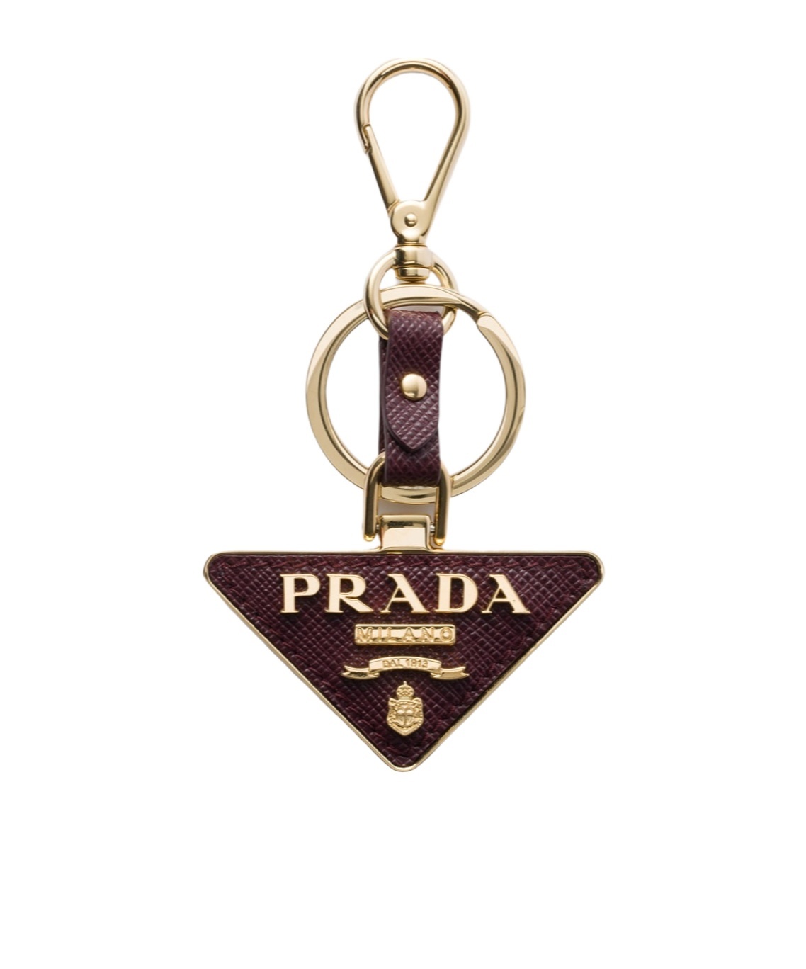 Prada Saffiano Leather And Metal Keychain In Black
