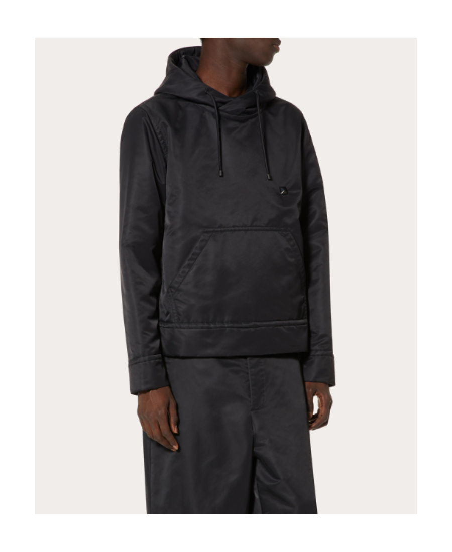 VALENTINO VALENTINO STUD DETAILED DRAWSTRING HOODIE