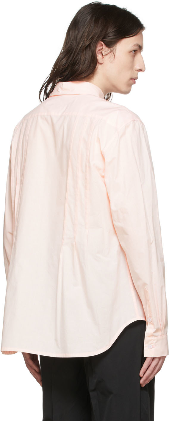 Shop Molly Goddard Logo Lapel Long-sleeved Shirt In Pink