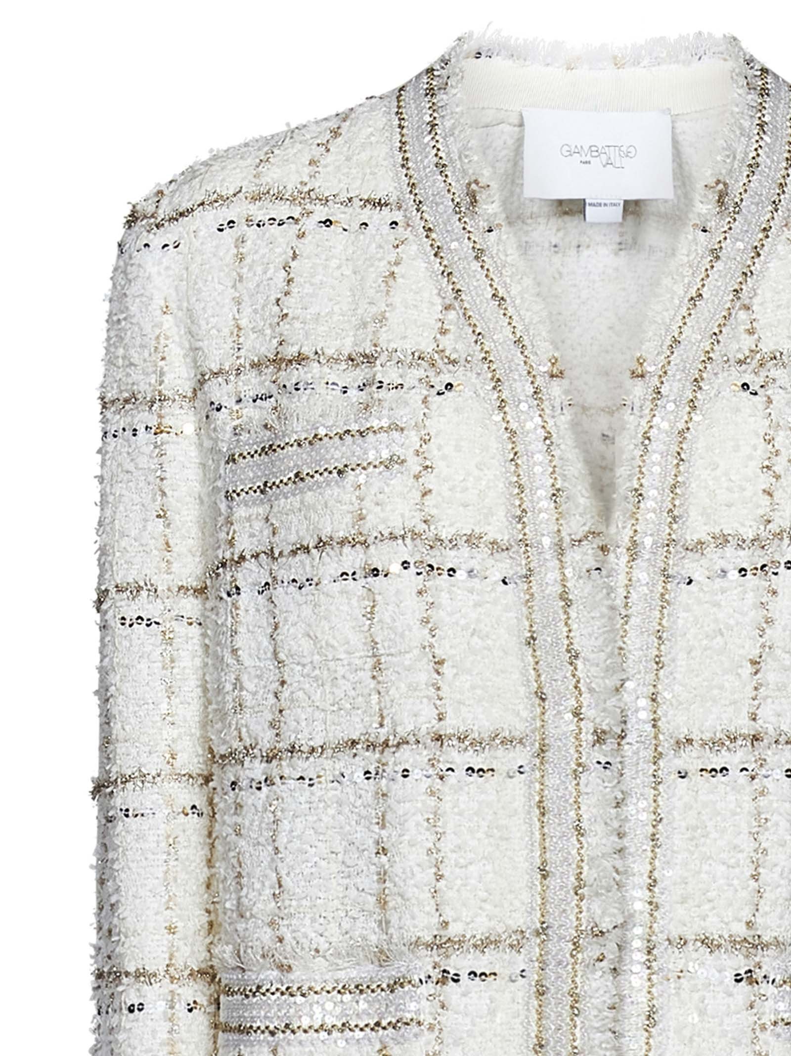 Giambattista Valli Check-pattern Tweed Jacket In White