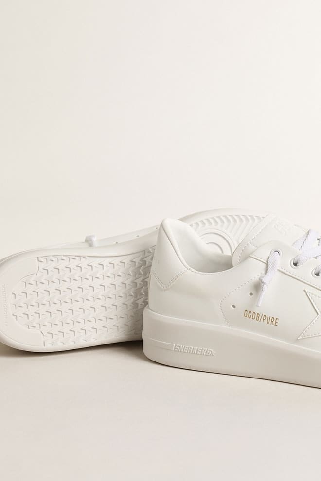 Golden Goose Taupe Purestar Sneakers In White