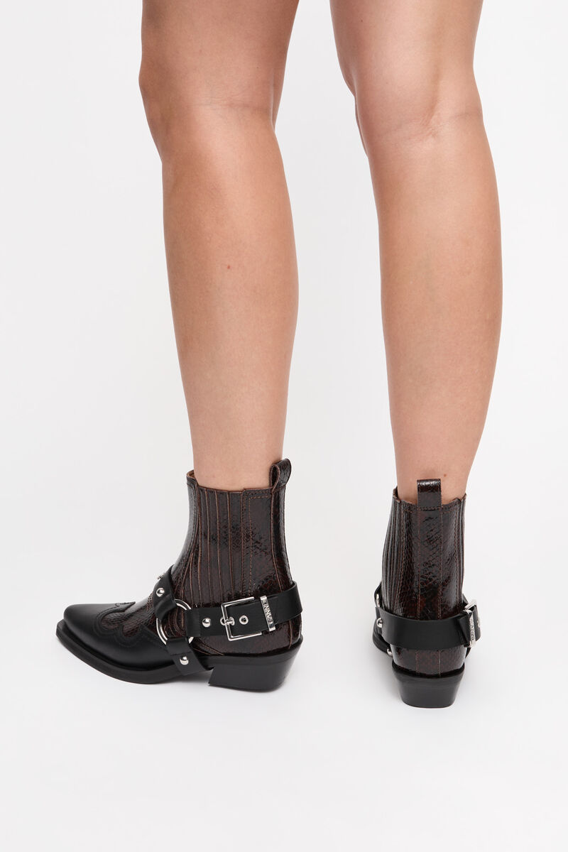 Ganni Chelsea Western Boots In Black