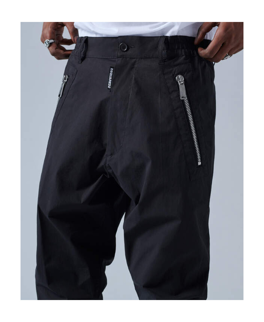 Dsquared2 Icon-print Tapered-leg Trousers In Black
