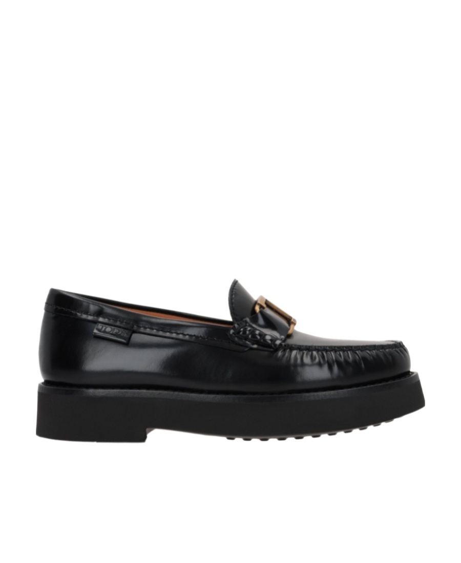 Tod's T Timeless Leather Loafers In Black