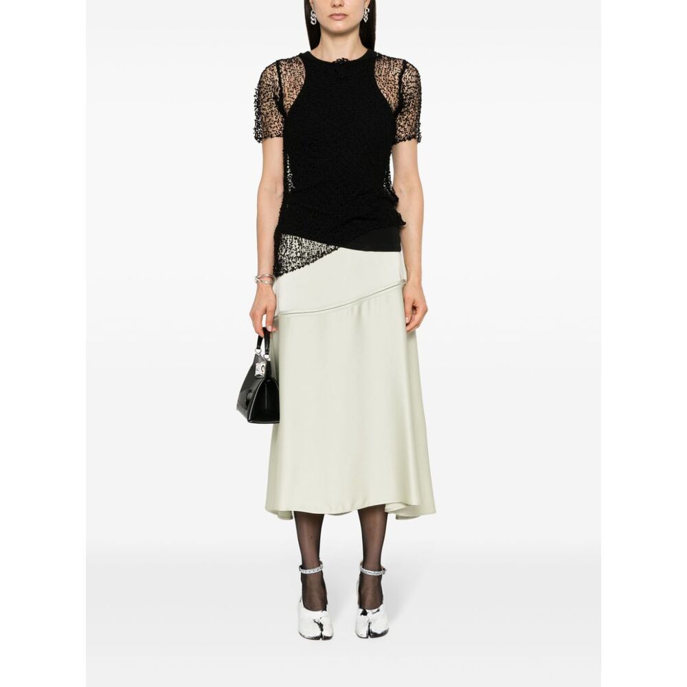 Maison Margiela Sheer Fabric Top With Polka Dot Embroidery In Gray