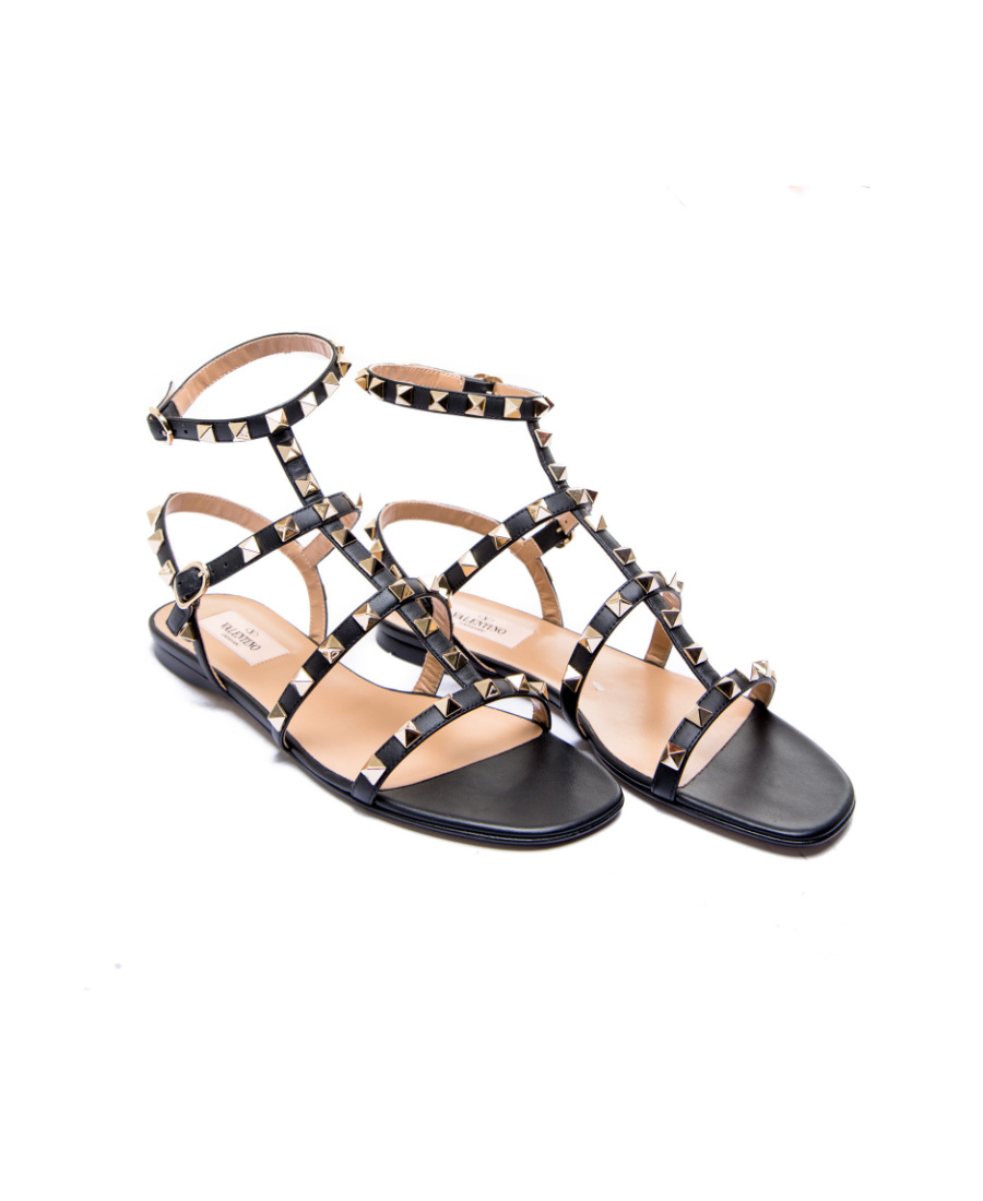 Valentino Rockstud Caged Sandals In Black