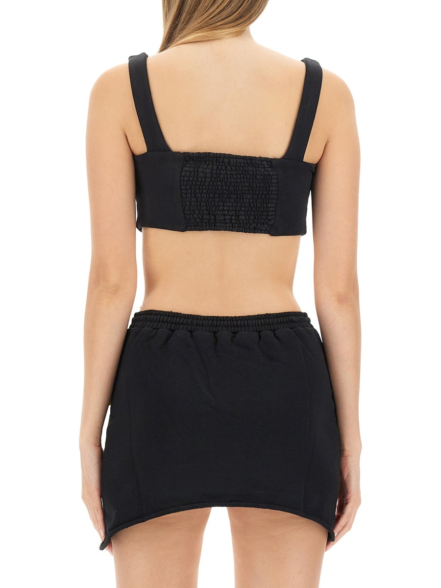 Barrow Smiley-face Jersey Fleece Cropped Top In Black