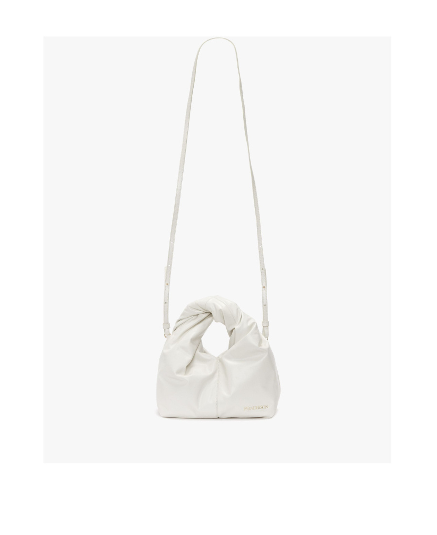 Jw Anderson Mini Twister Leather Crossbody Bag In White