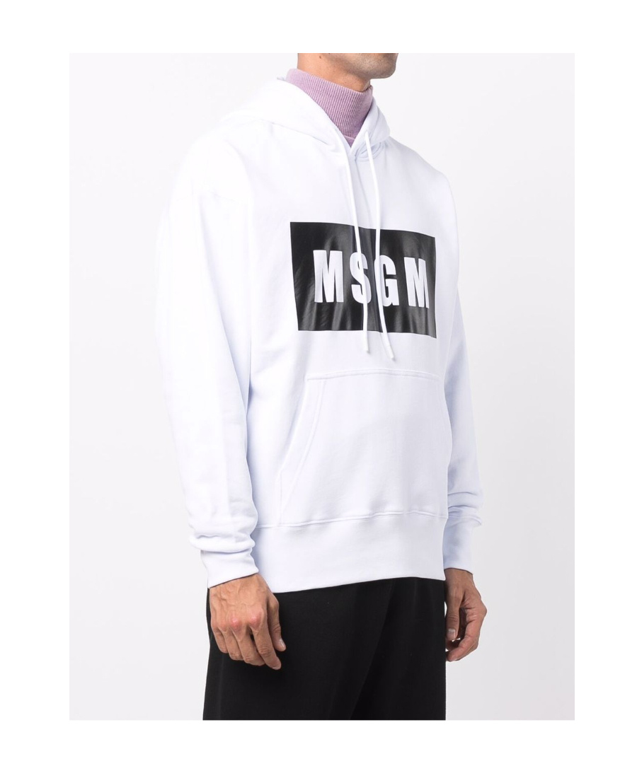 Msgm Logo-print Cotton Hoodie In White