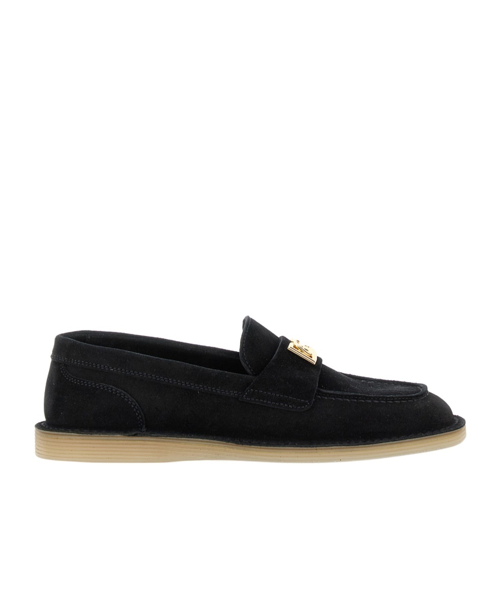 Dolce & Gabbana Logo-lettering Loafers In Black