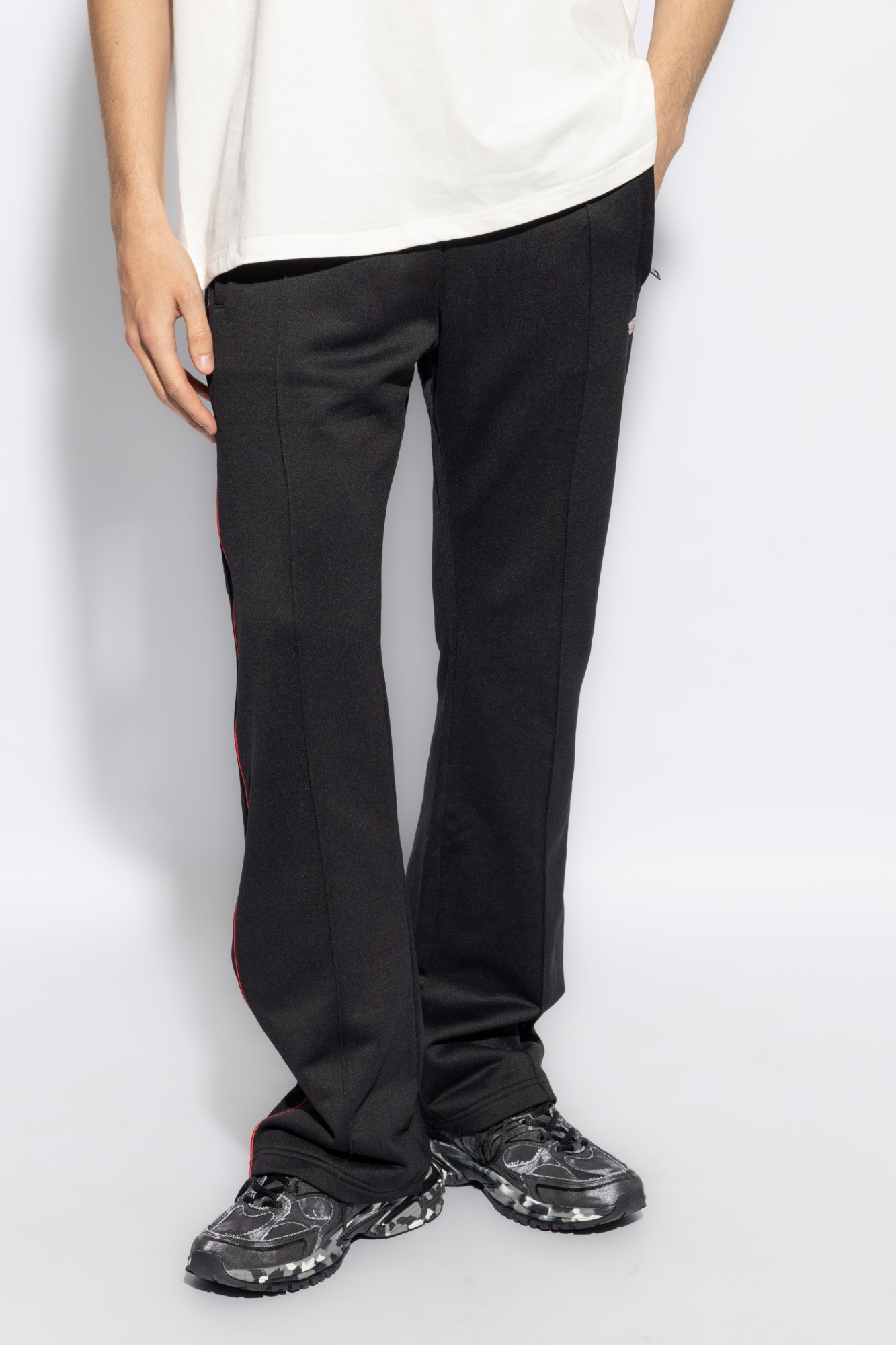 Diesel Cotton Joggers With Applied Logo In Black