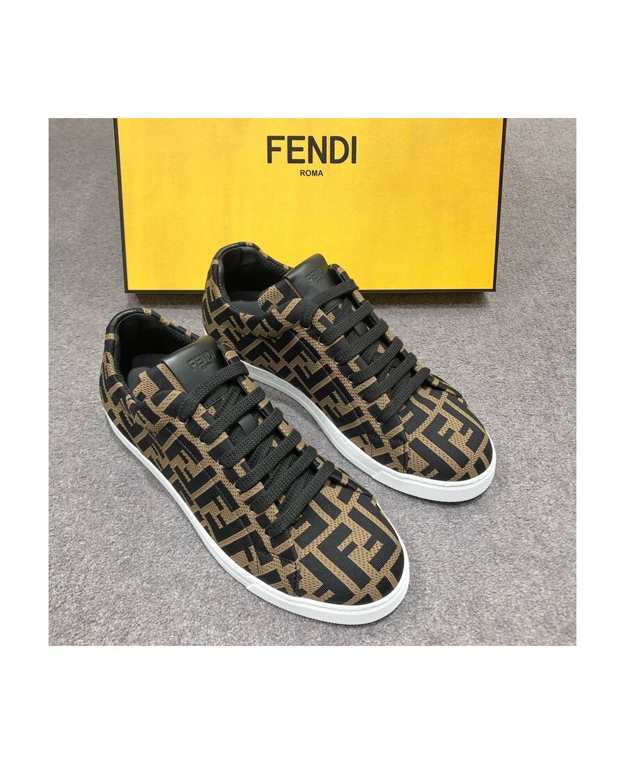 Fendi Ff Motif Mesh Sneakers In Black