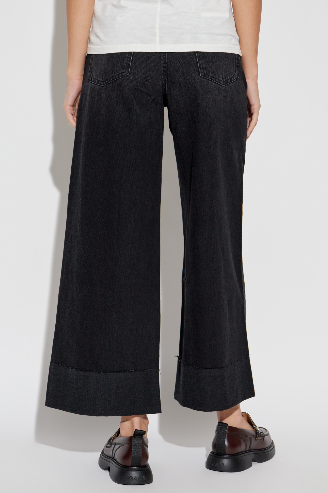 Rag & Bone Black Sofie Ankle Wide Leg Jeans In Black