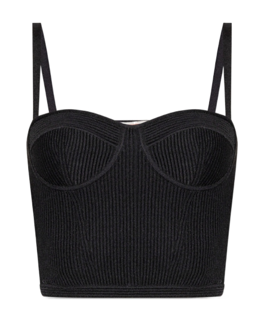 Alexander Mcqueen Bustier-style Ribbed Crop Top In Black