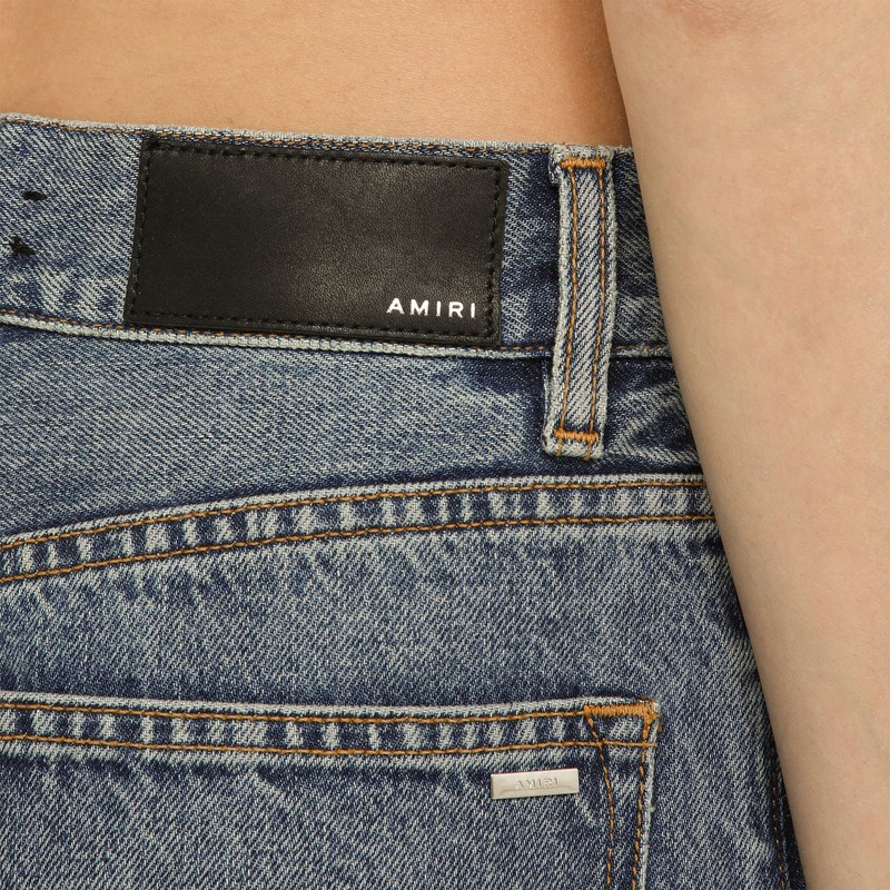 Shop Amiri Denim Trousers With Logo Logo In Gray