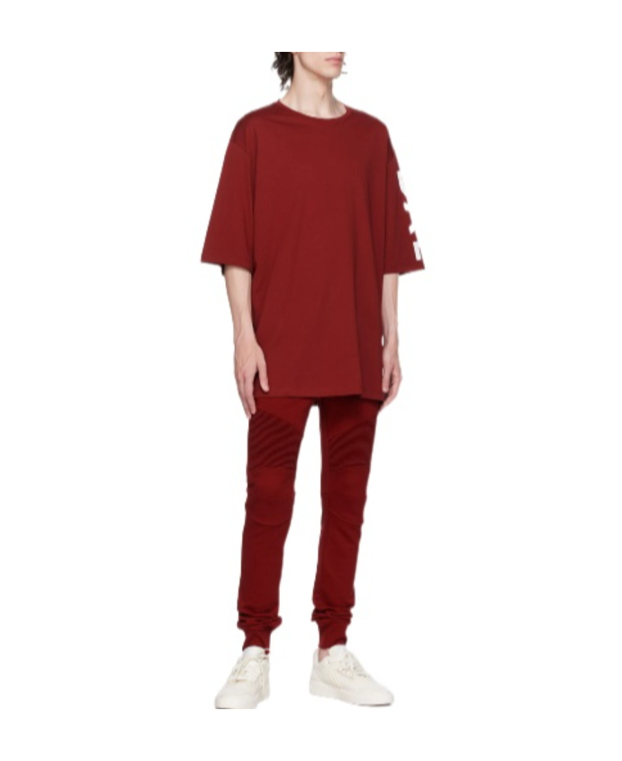Balmain T-shirt With Round Neck And Short Sleeves In Red