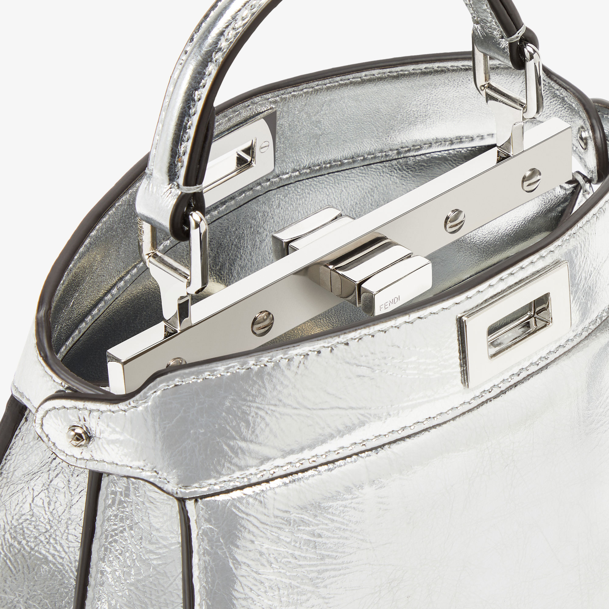 Fendi Luxurious Lamb Leather Crossbody Handbag In Argentopal For Women In White