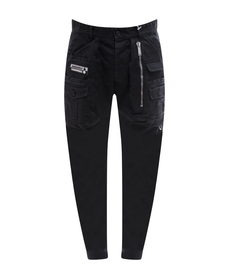 Dsquared2 Tapered Cargo Trousers In Black