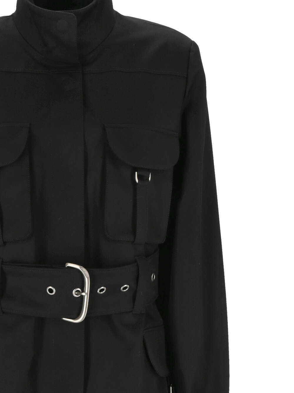 Off-white Belted Cotton-twill Jacket In Black
