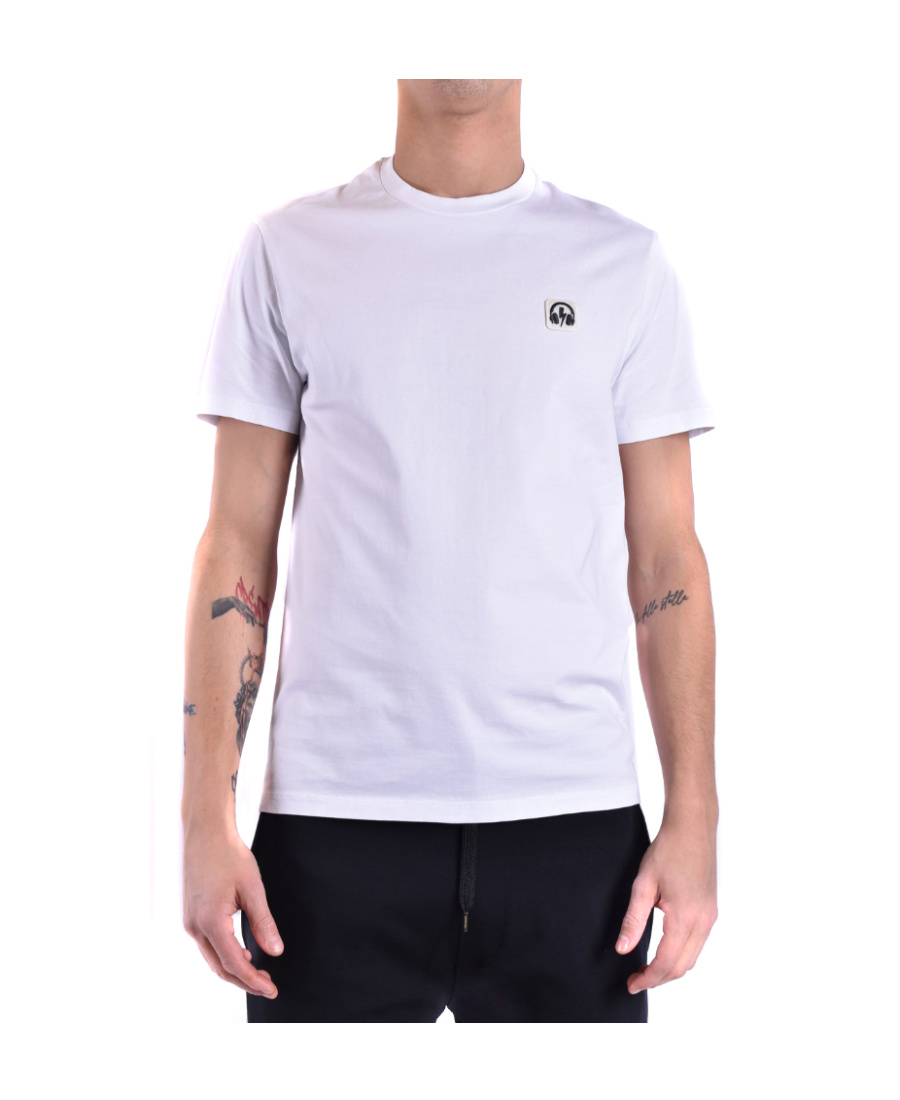 Neil Barrett Short-sleeved Crew Neck T-shirt With Embroidered Detail In White