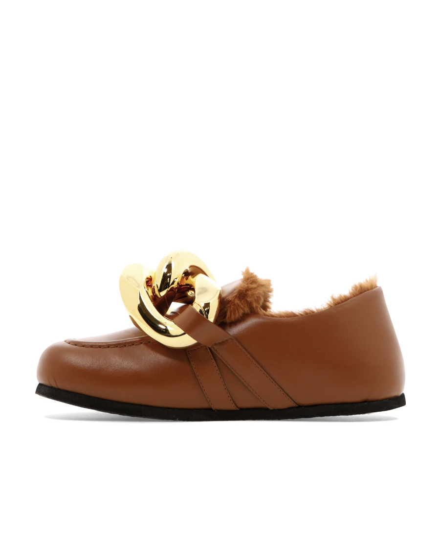 Jw Anderson Chain-decorated Love Shoes In Brown
