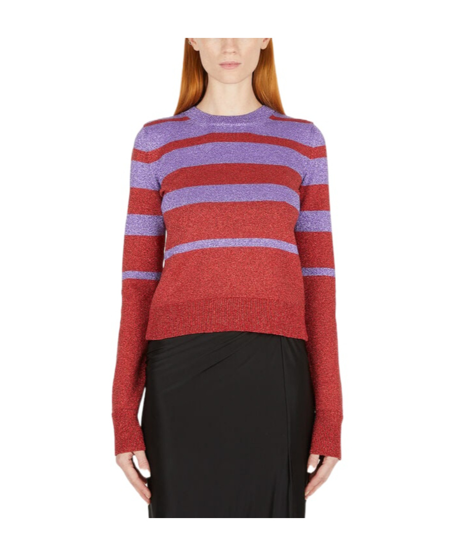 Shop Rabanne Striped Crew-neck Jumper In Black