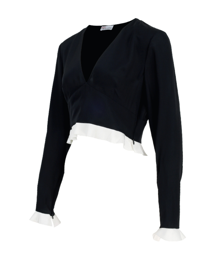 Red Valentino V-neck Blouse In Black