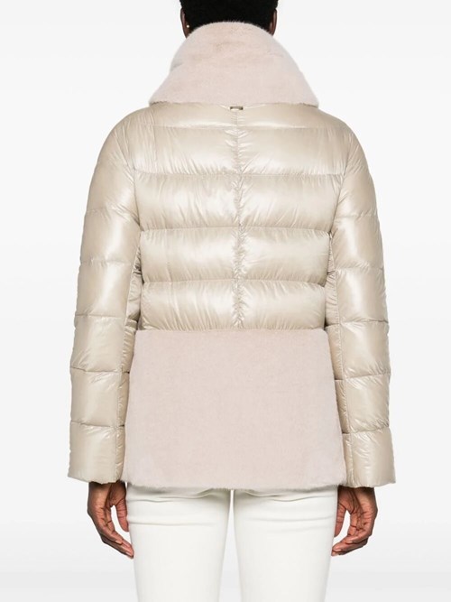 Herno Ultralight Nylon And Lady Alternative Fur Hooded Jacket In Nude