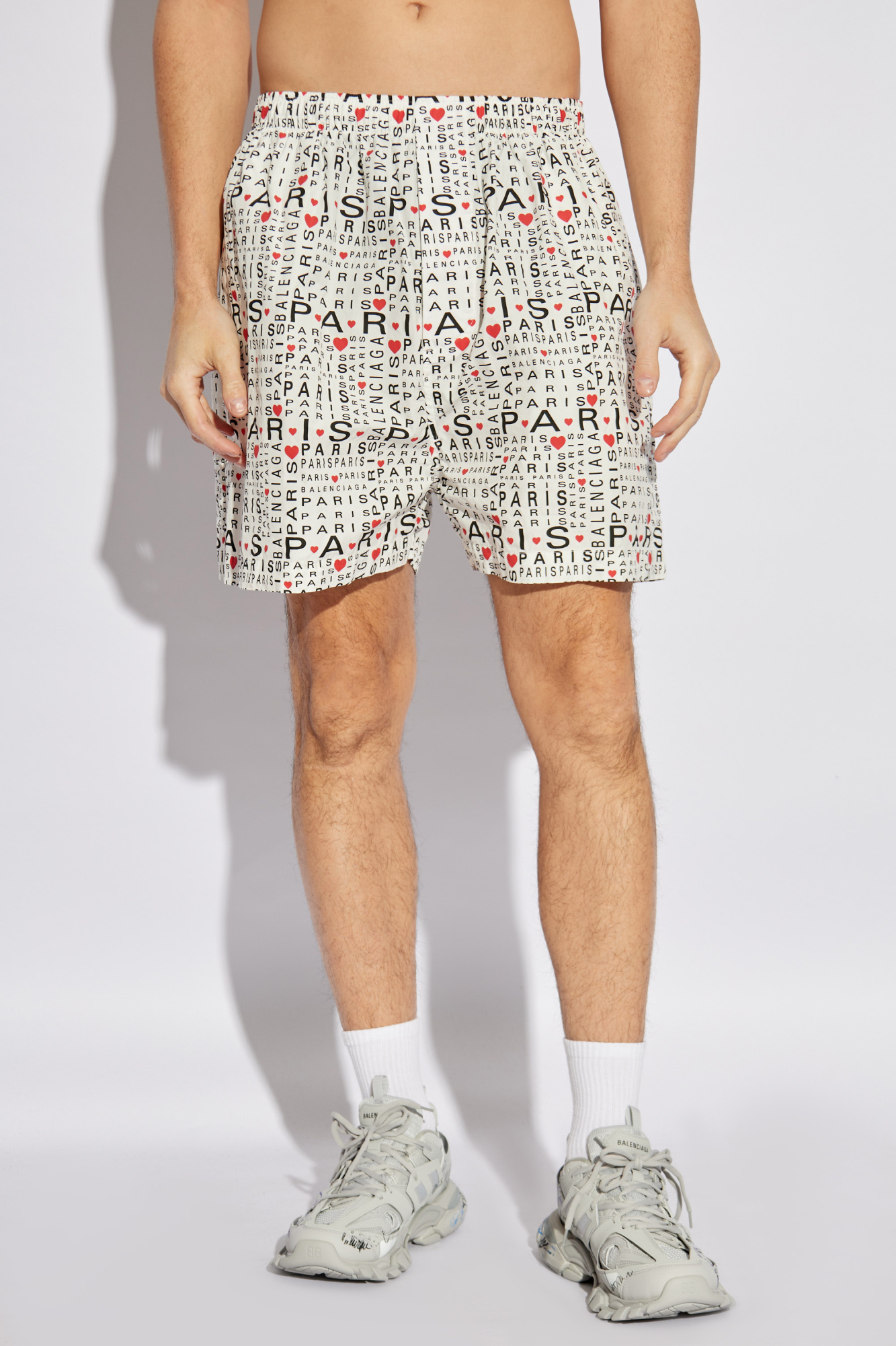 Balenciaga Paris-print Shorts In White