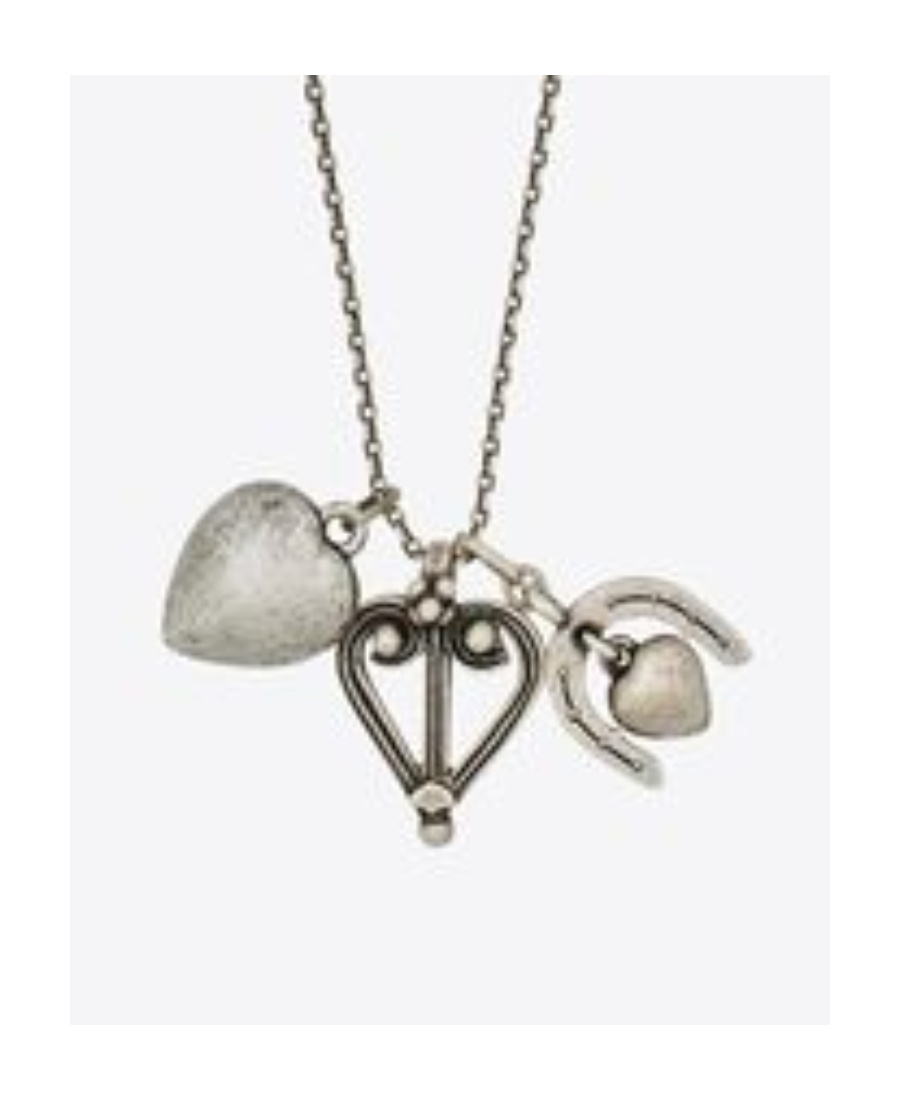 Saint Laurent Multi-charm Necklace In Gray