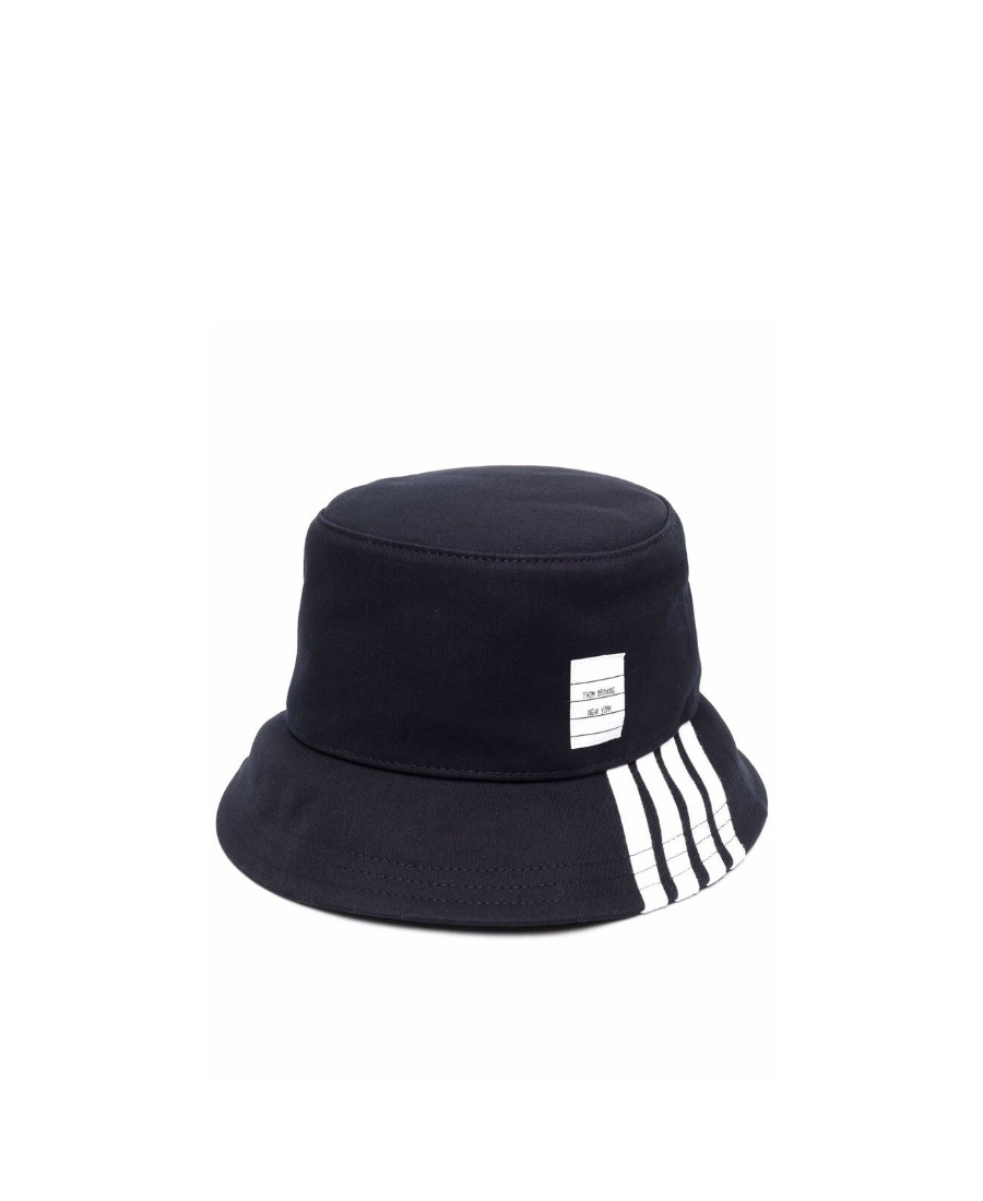 Thom Browne 4-bar Cotton Bucket Hat In Black