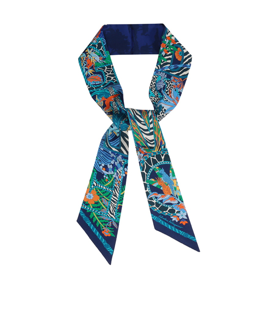 Ferragamo Printed Scarf In Blue