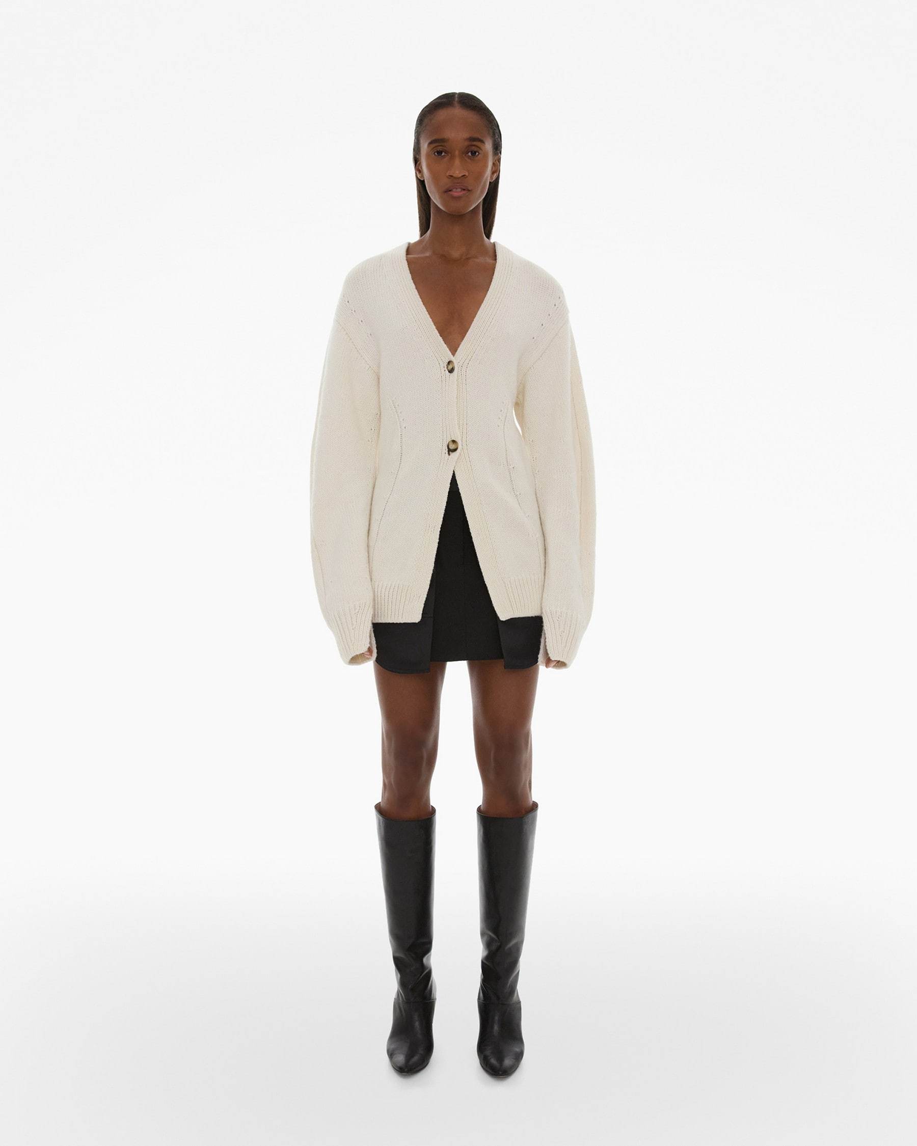 Shop Helmut Lang V-neck Button-up Cardigan In Nude