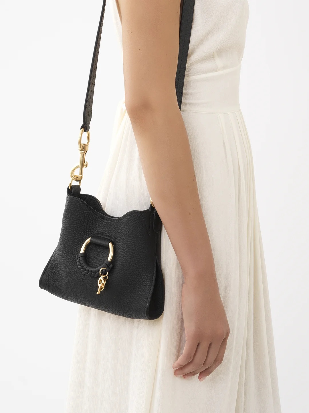 Shop See By Chloé Ring-detailed Leather Crossbody Bag In Black