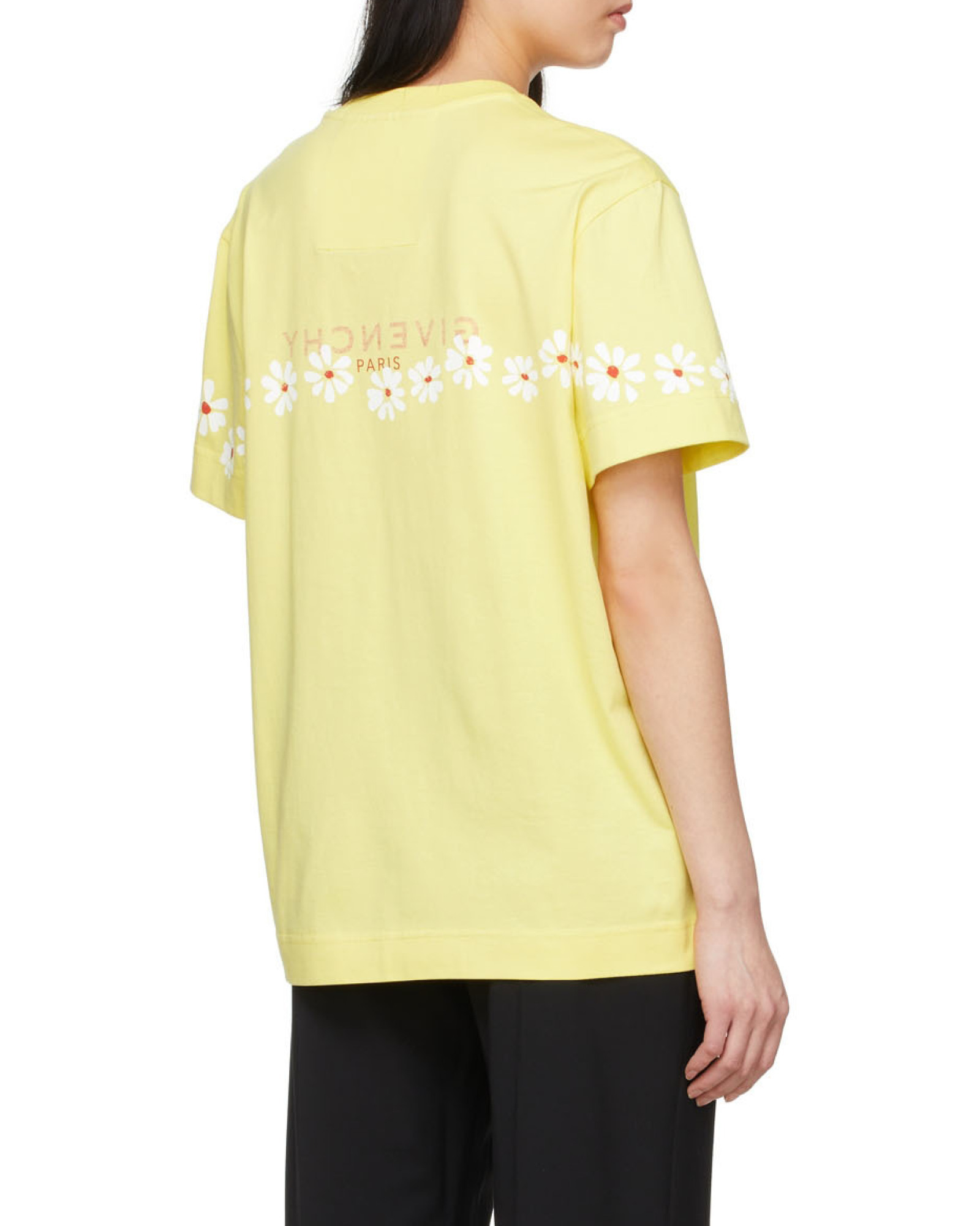 Givenchy T-shirt In Jersey With Stencil Effect Reverse Print In Acid Yellow