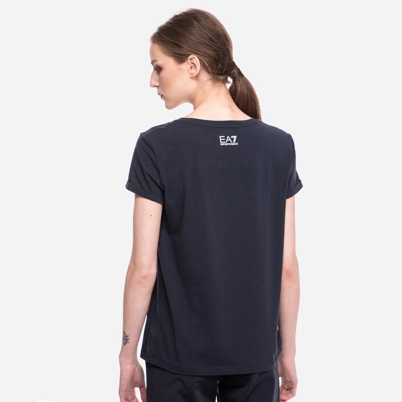 Ea7 Round-necked Logo T-shirt In Black
