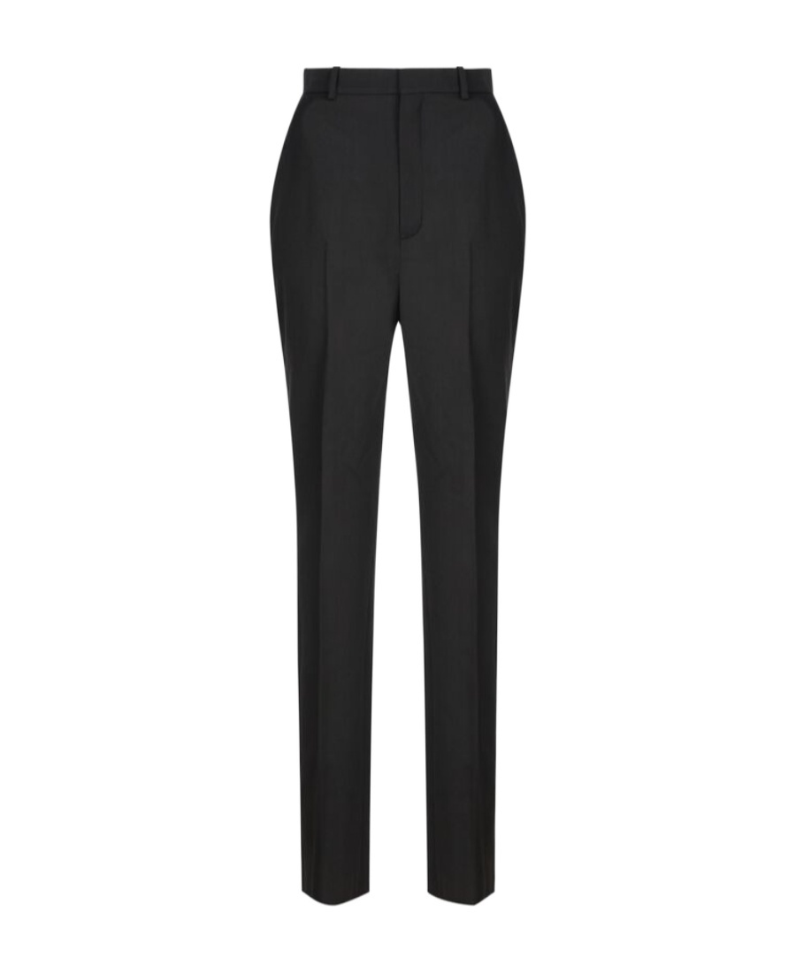 Saint Laurent Black Tailored Pants With Welt Pockets In Wool Woman In Black