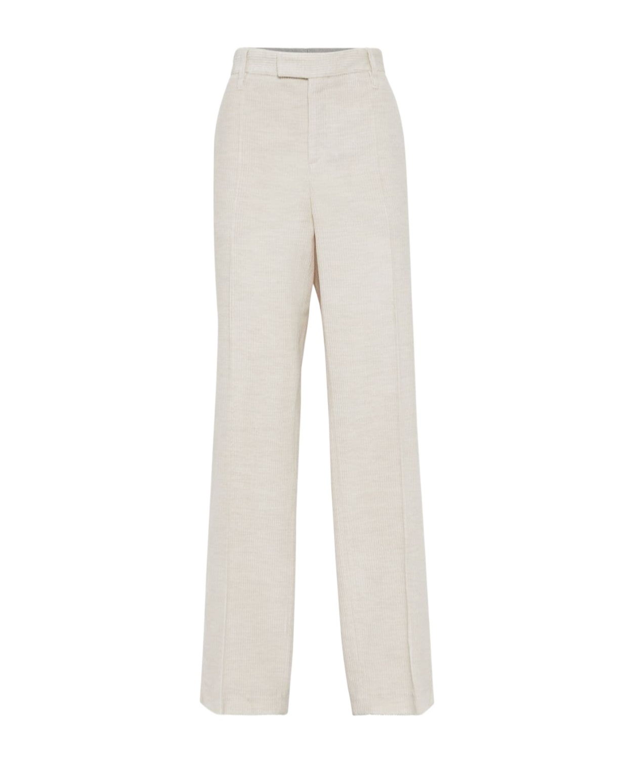 Brunello Cucinelli Corduroy High-waist Trousers In White
