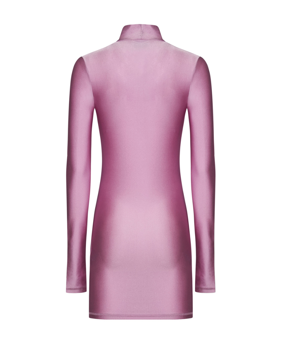 Coperni Half-high Collar Long-sleeved Dress In Pink