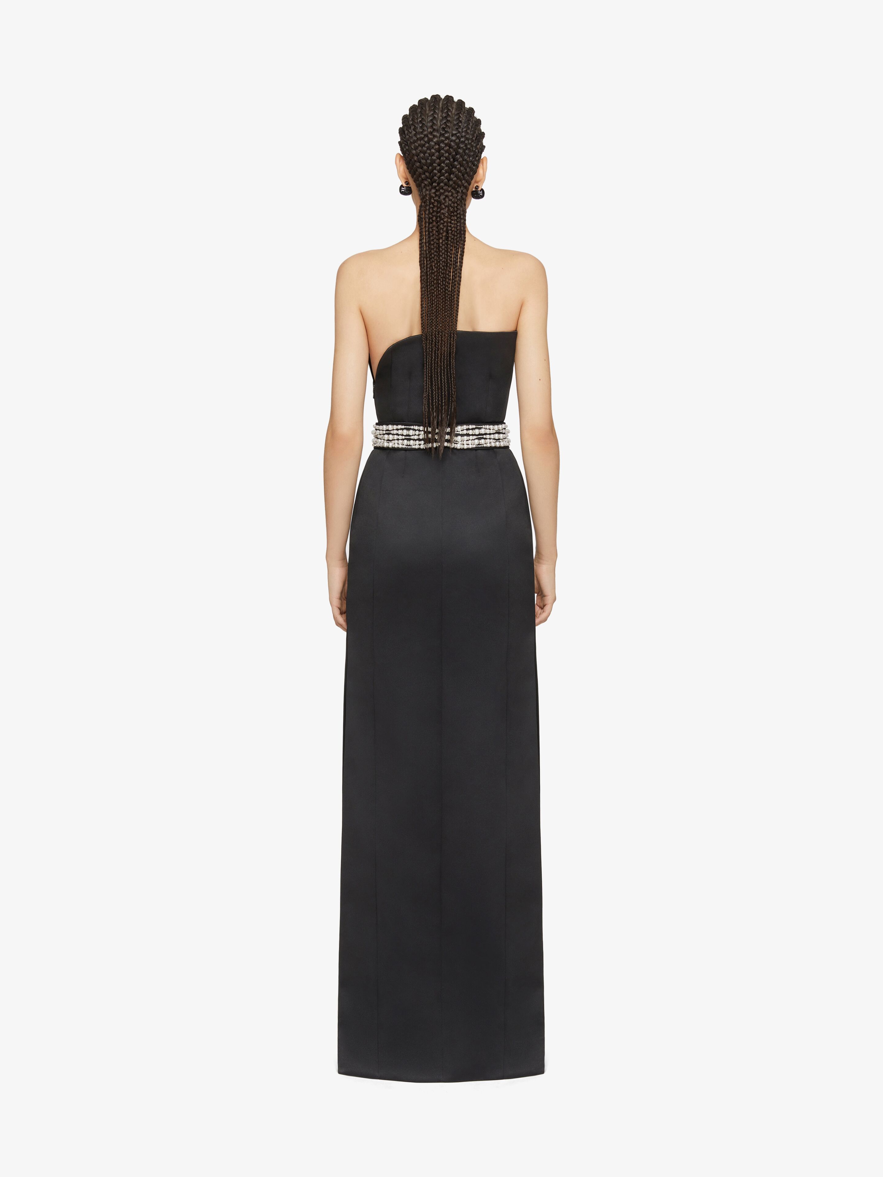 GIVENCHY EVENING BUSTIER DRESS IN SATIN WITH PEARL BELT