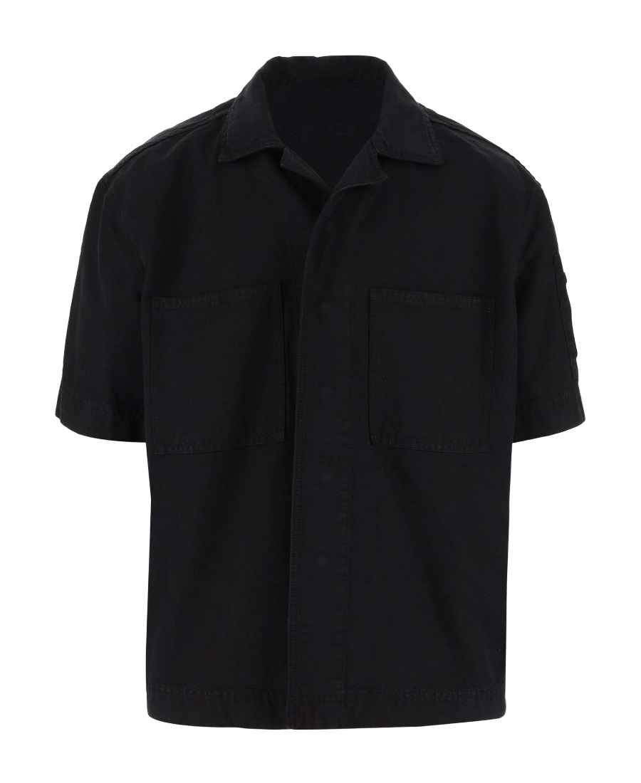 44 Label Group Lapel Short-sleeved Shirt In Black
