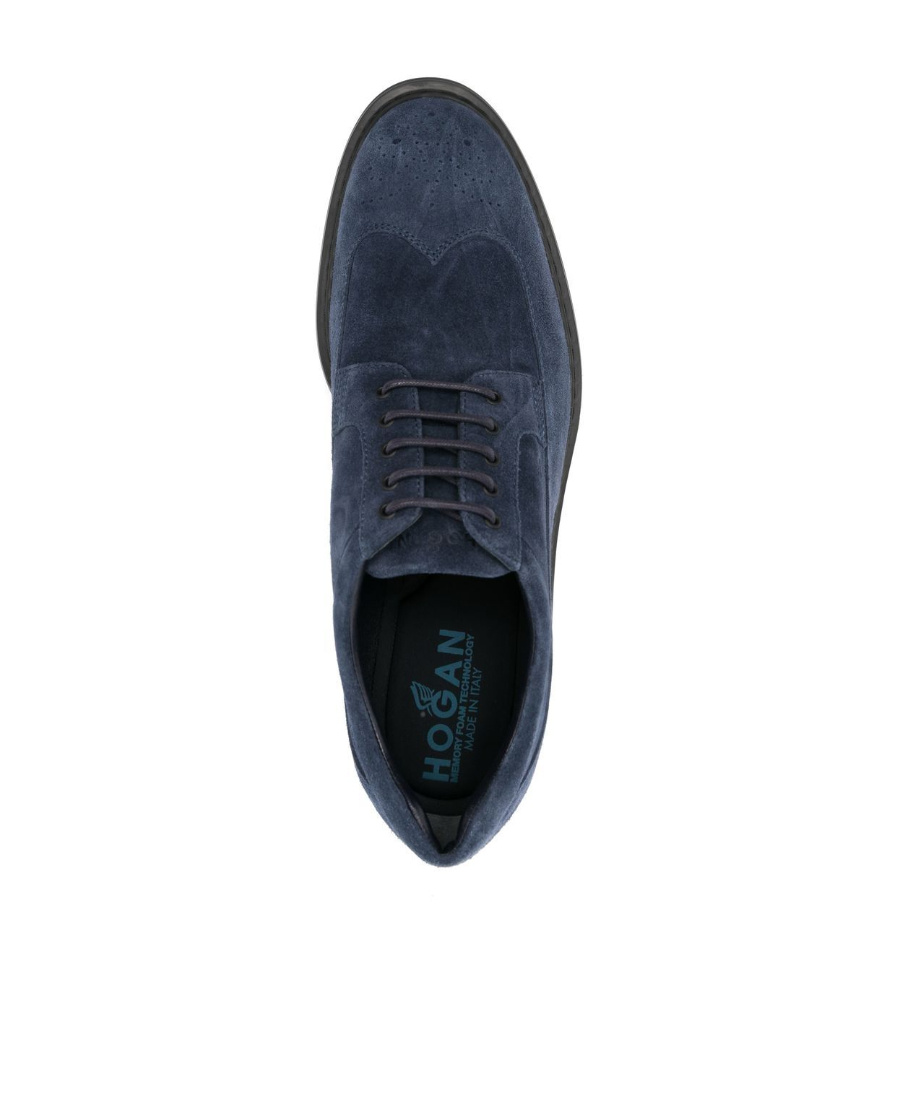Hogan Lace-up Suede Brogues In Black